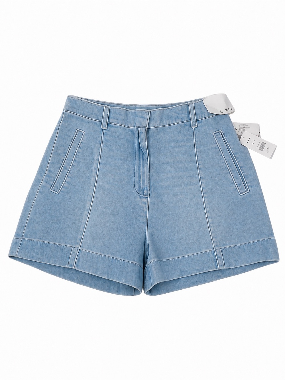 Sam Edelman NWT Tacoma Light Blue Chambray Tailored Cuffed Trouser Shorts 10